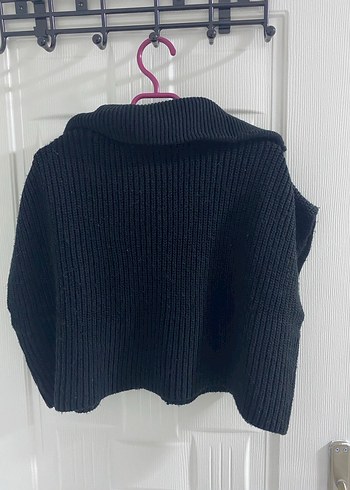 Siyah Boğazlı Triko Kadın yelek - Görsel 3