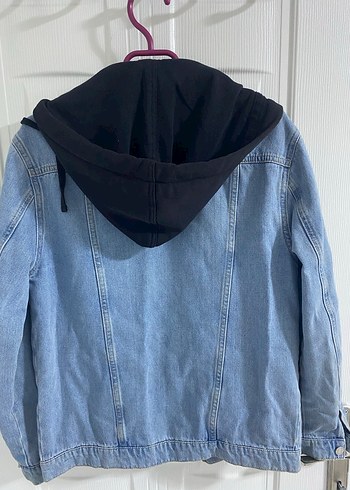 Kapüşonlu Mavi Denim Ceket - Görsel 3