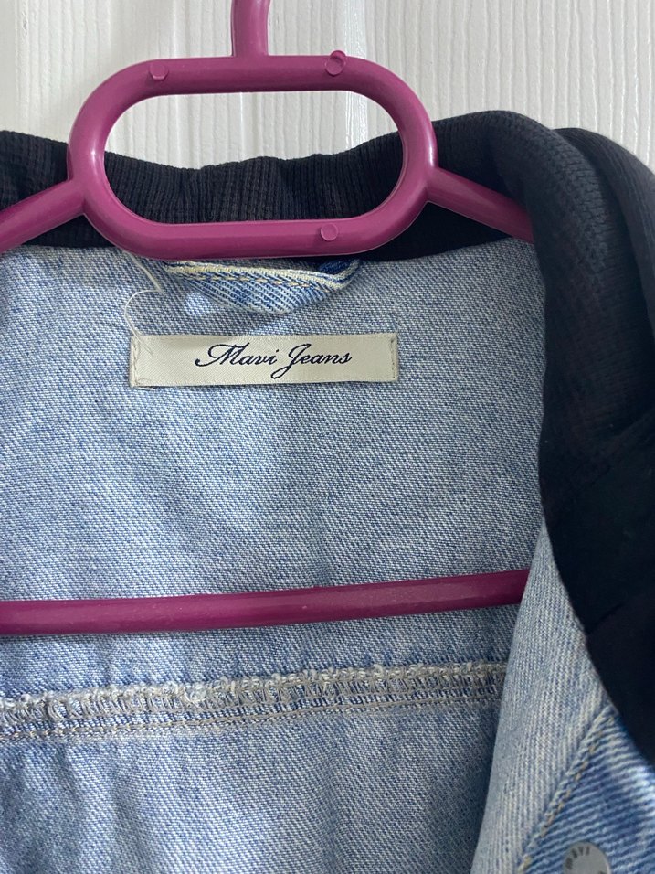 Kapüşonlu Mavi Denim Ceket - Görsel 2