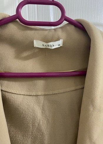 Bej Süet Kemerli Midi Kadın Kaban - Görsel 2