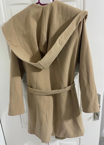 Bej Süet Kemerli Midi Kadın Kaban - Görsel 3