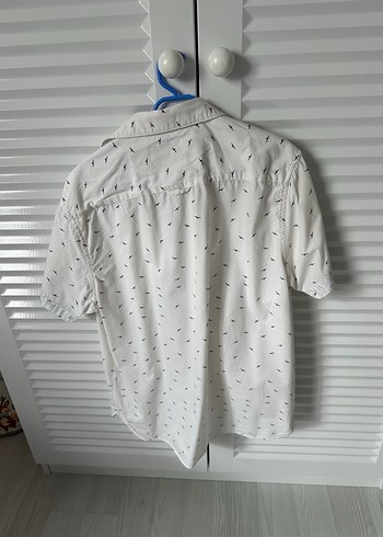 Düğmeli Beyaz Kısa Kollu Erkek Gömlek - Görsel 3