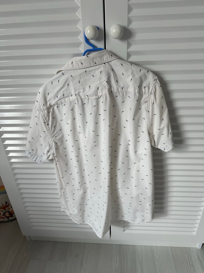 Düğmeli Beyaz Kısa Kollu Erkek Gömlek - Görsel 3