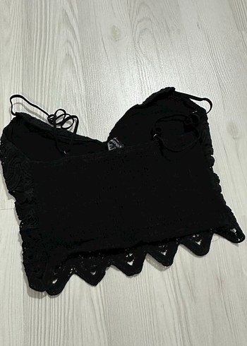 Siyah Nakışlı Kısa Gotik Bralet - Görsel 2