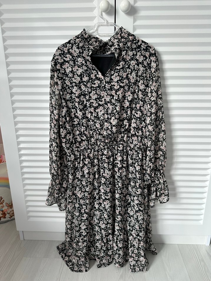 Uzun Kollu Fırfırlı Bohem Mini Elbise - Görsel 2