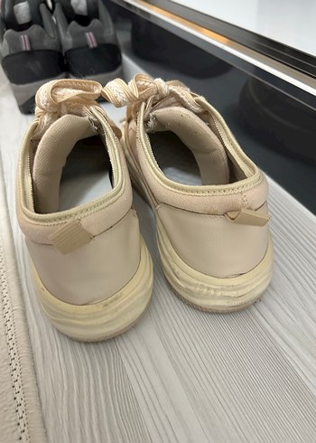 Bej Bağcıklı Kadın Sneakers - Görsel 4