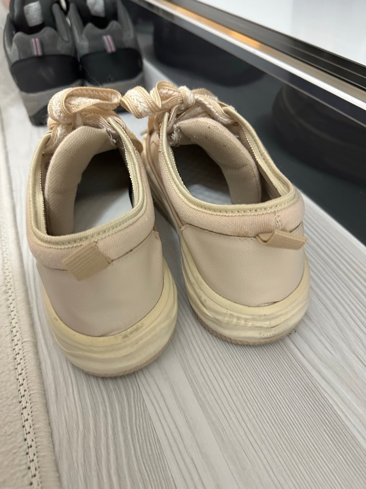 Bej Bağcıklı Kadın Sneakers - Görsel 4