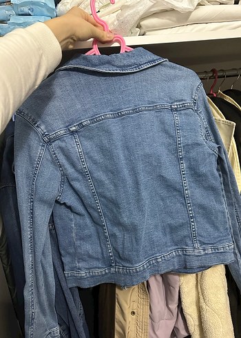 Kadın Mavi Düğmeli Kot Ceket - Görsel 3