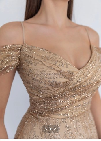 Bej Dantel Mini Abiye Elbise - Görsel 2