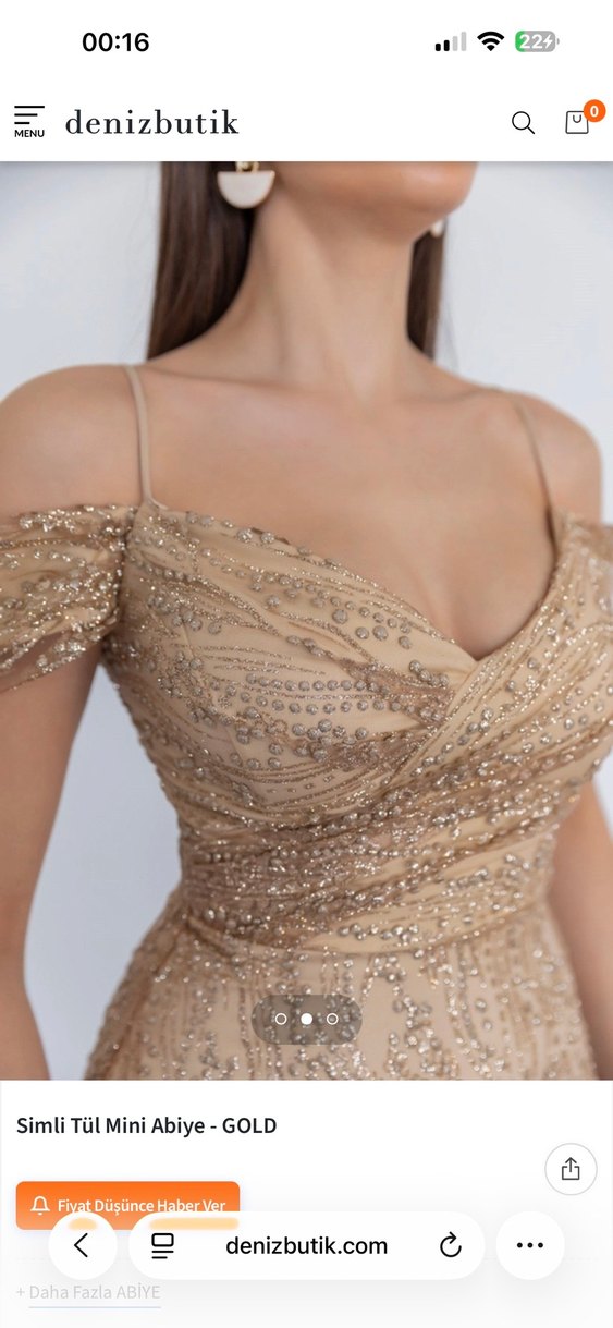 Bej Dantel Mini Abiye Elbise - Görsel 2