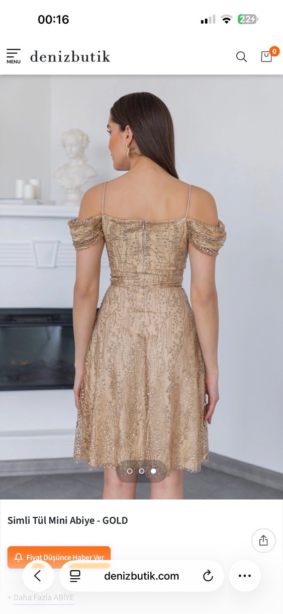 Bej Dantel Mini Abiye Elbise - Görsel 3