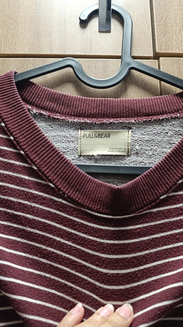 Bordo Çizgili Kadın Triko Kazak - Görsel 2