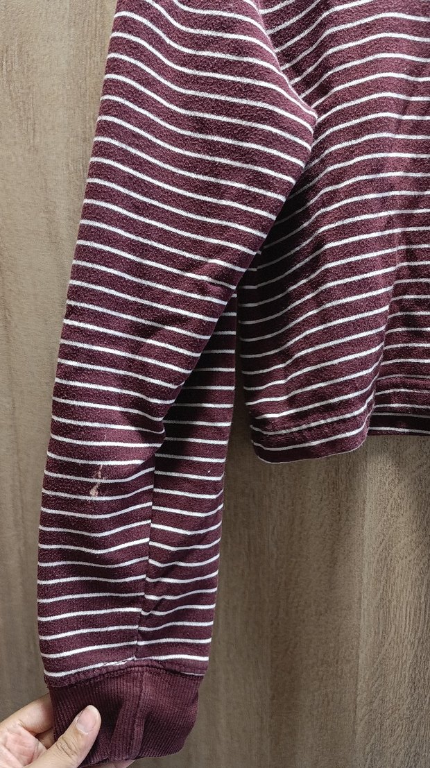 Bordo Çizgili Kadın Triko Kazak - Görsel 3