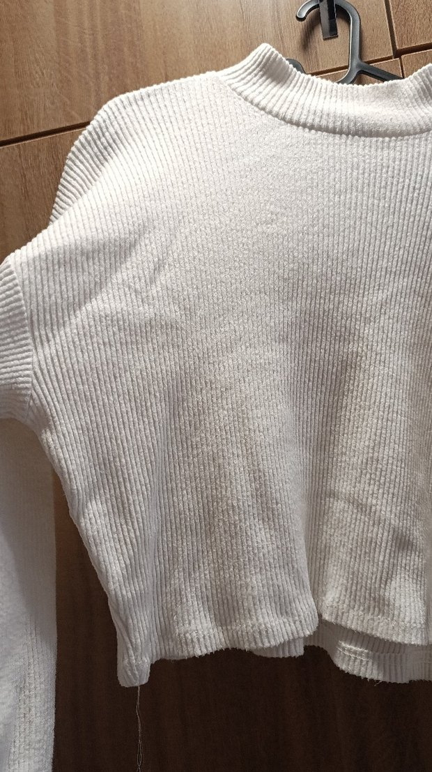 Beyaz Yüksek Yaka Örgü Kadın Triko - Görsel 2