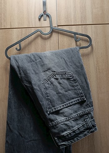 Gri Kadın Bol Kesim Kot Pantolon - Görsel 2