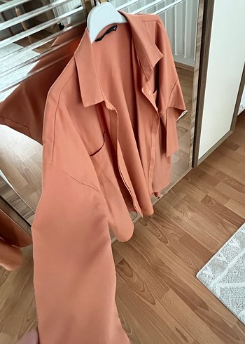 Somon renk Kadın Salaş Gömlek - Görsel 2