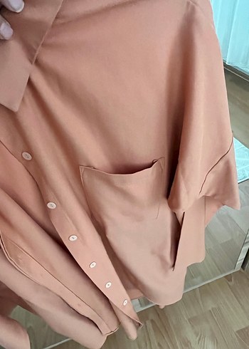 Somon renk Kadın Salaş Gömlek - Görsel 5