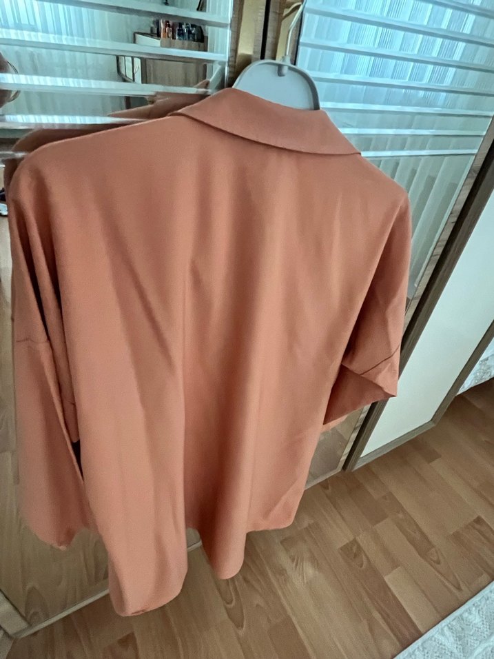 Somon renk Kadın Salaş Gömlek - Görsel 4