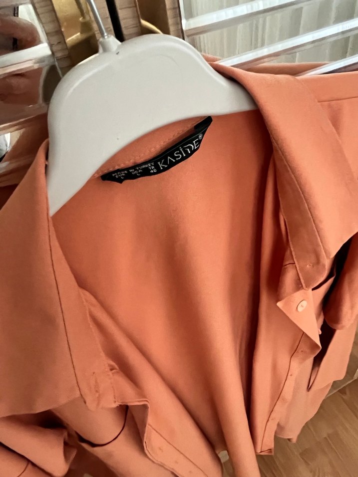 Somon renk Kadın Salaş Gömlek - Görsel 3