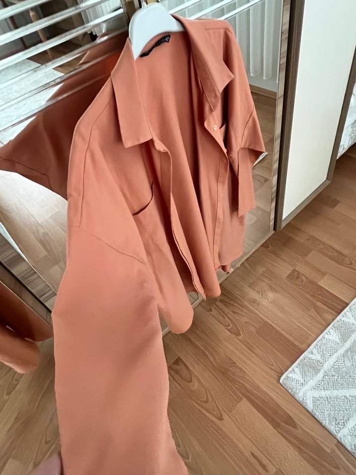 Somon renk Kadın Salaş Gömlek - Görsel 2