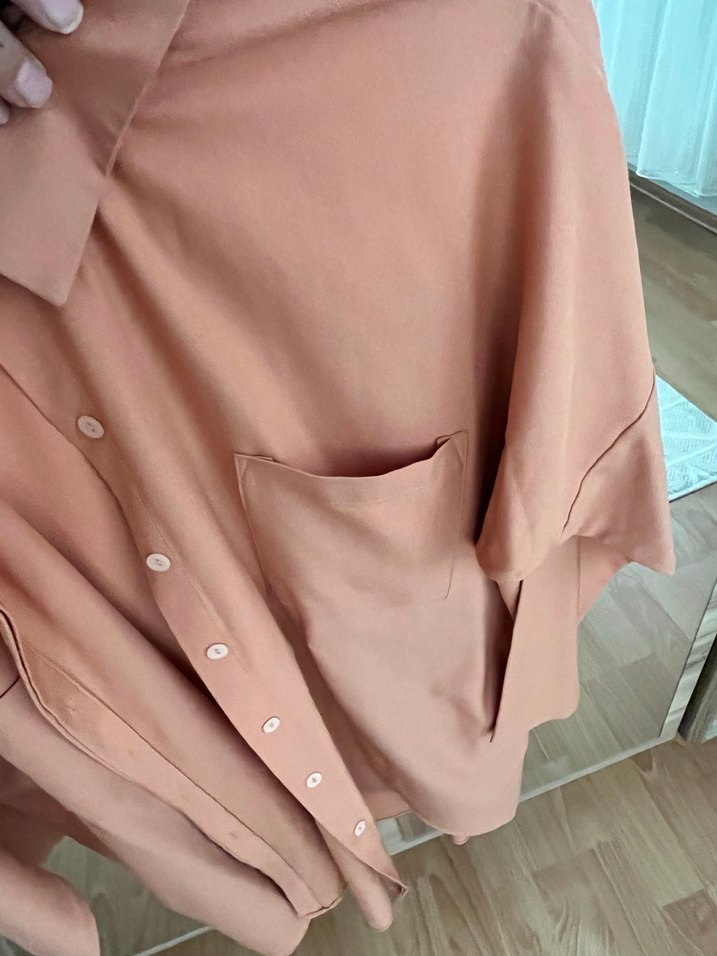 Somon renk Kadın Salaş Gömlek - Görsel 5