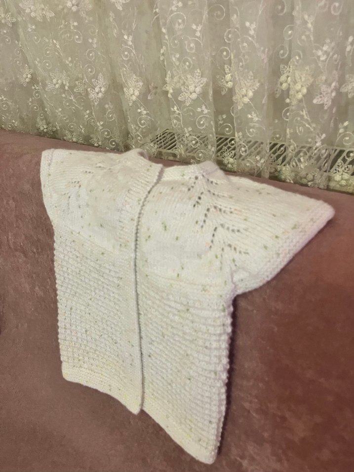 Beyaz Kız Çocuk Triko Bohem Kolsuz Kazak - Görsel 3