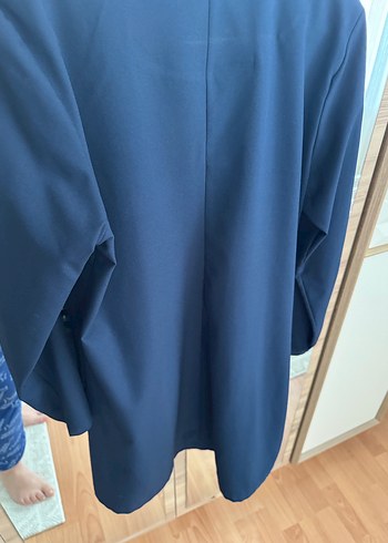 Lacivert Drapeli Midi Ceket - Görsel 3