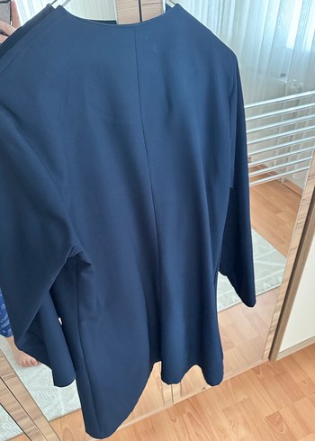 Lacivert Drapeli Midi Ceket - Görsel 2