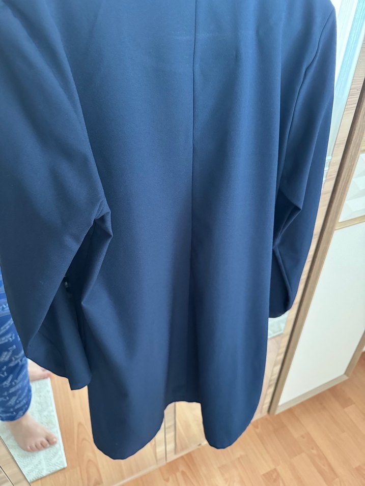 Lacivert Drapeli Midi Ceket - Görsel 3