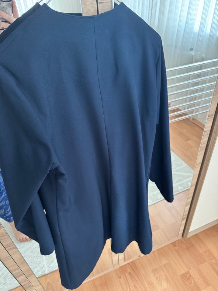 Lacivert Drapeli Midi Ceket - Görsel 2