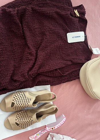 Bordo uzun elbise - Görsel 4