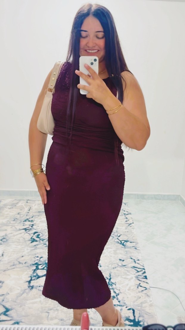 Bordo uzun elbise - Görsel 3