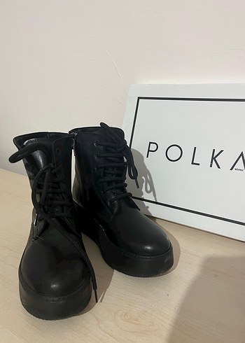 Siyah Platform Topuklu Goth Kadın Bot - Görsel 2