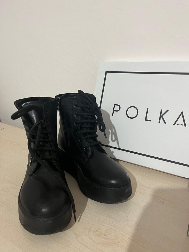 Siyah Platform Topuklu Goth Kadın Bot - Görsel 2