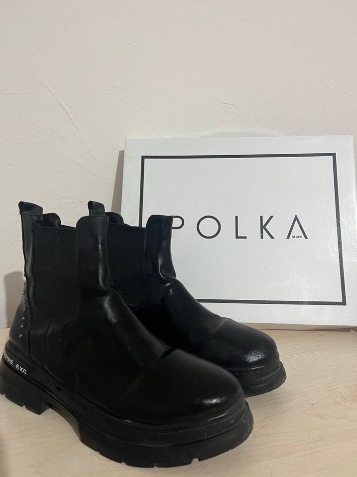 Platform Topuklu Siyah Yılan Derisi Desenli Deri Bot - Görsel 2