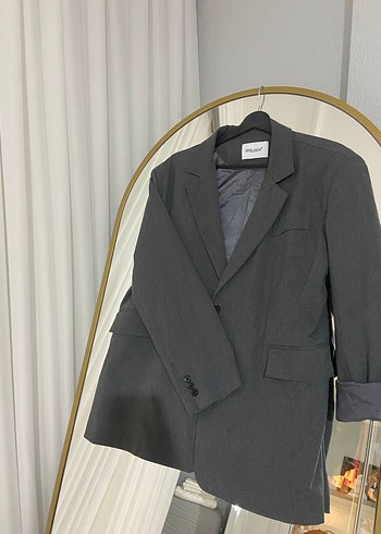 Gri Keten Kadın Blazer  ceket takım  s.m.l .xl beden uygundur  - Görsel 2