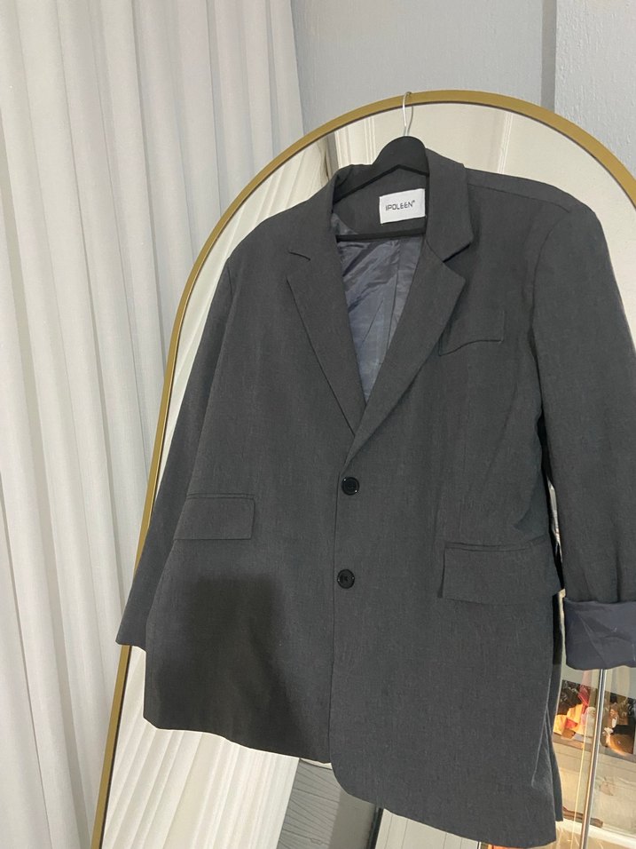 Gri Keten Kadın Blazer  ceket takım  s.m.l .xl beden uygundur  - Görsel 3