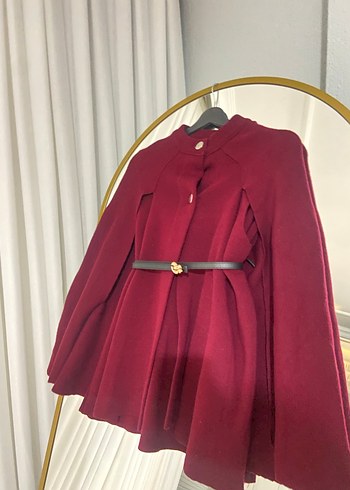 Bordo Midi Kadın Pelerin kemer dahil değildir :) - Görsel 2