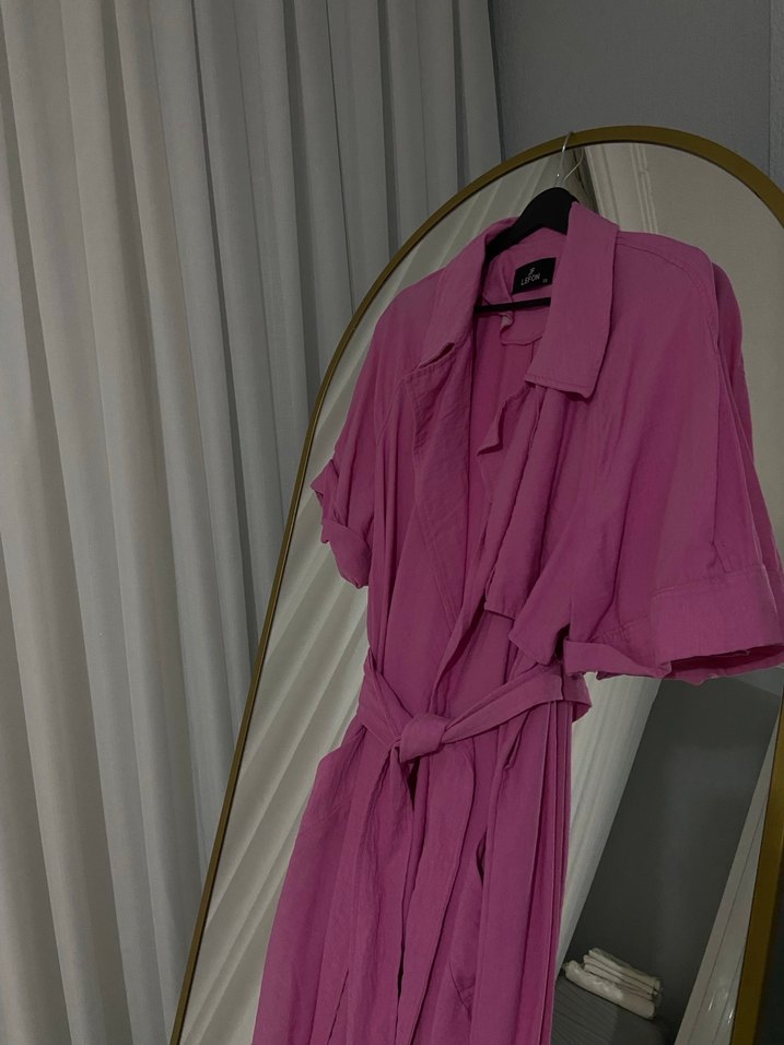 Pembe Pastel Kadın Uzun Robe - Görsel 2