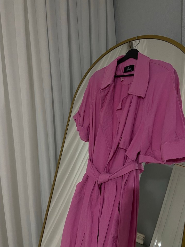 Pembe Pastel Kadın Uzun Robe - Görsel 3