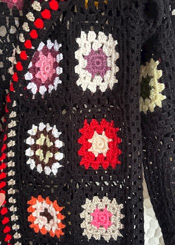 Renkli Örgü Bohem Kadın Hırka - Görsel 7