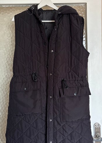 Düğmeli Siyah Midi Kadın Yelek - Görsel 2