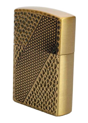 Zippo Tarzı Yılan Timsah Desenli Gazlı Çakmak Bronz Renk Metal - Görsel 2