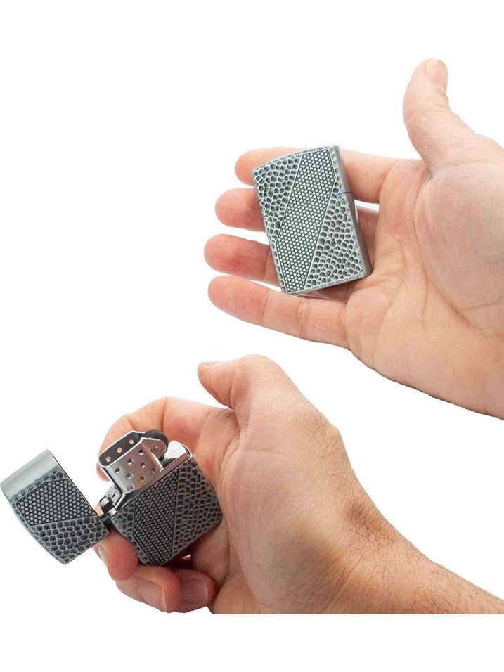 Zippo Tarzı Yılan Timsah Desenli Gazlı Çakmak Metal Metal - Görsel 3