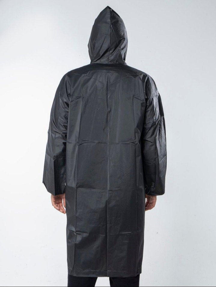 Kapşonlu Çıtçıtlı Eva Siyah Yağmurluk - Görsel 3