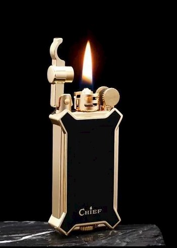 CHiEF Siyah Renkli Full metal Eski Tip Çakmak - Görsel 2