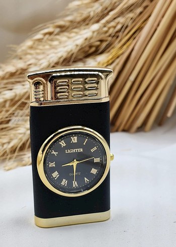 Klasik Saatli Işıklı Metal Turbo Gazlı Çakmak - Görsel 3