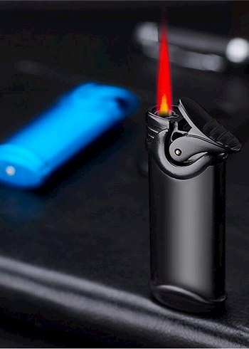 Siyah Mandallı Metal Turbo Gazlı Çakmak - Görsel 2