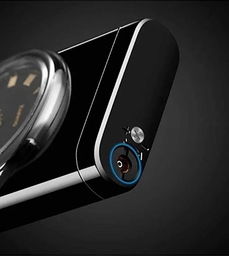 Saatli Siyah Işıklı Metal Turbo Gazlı Çakmak - Görsel 3