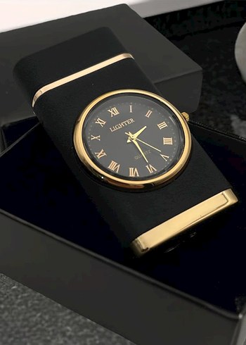 Siyah Saatli Işıklı Metal Turbo Gazlı Çakmak - Görsel 2